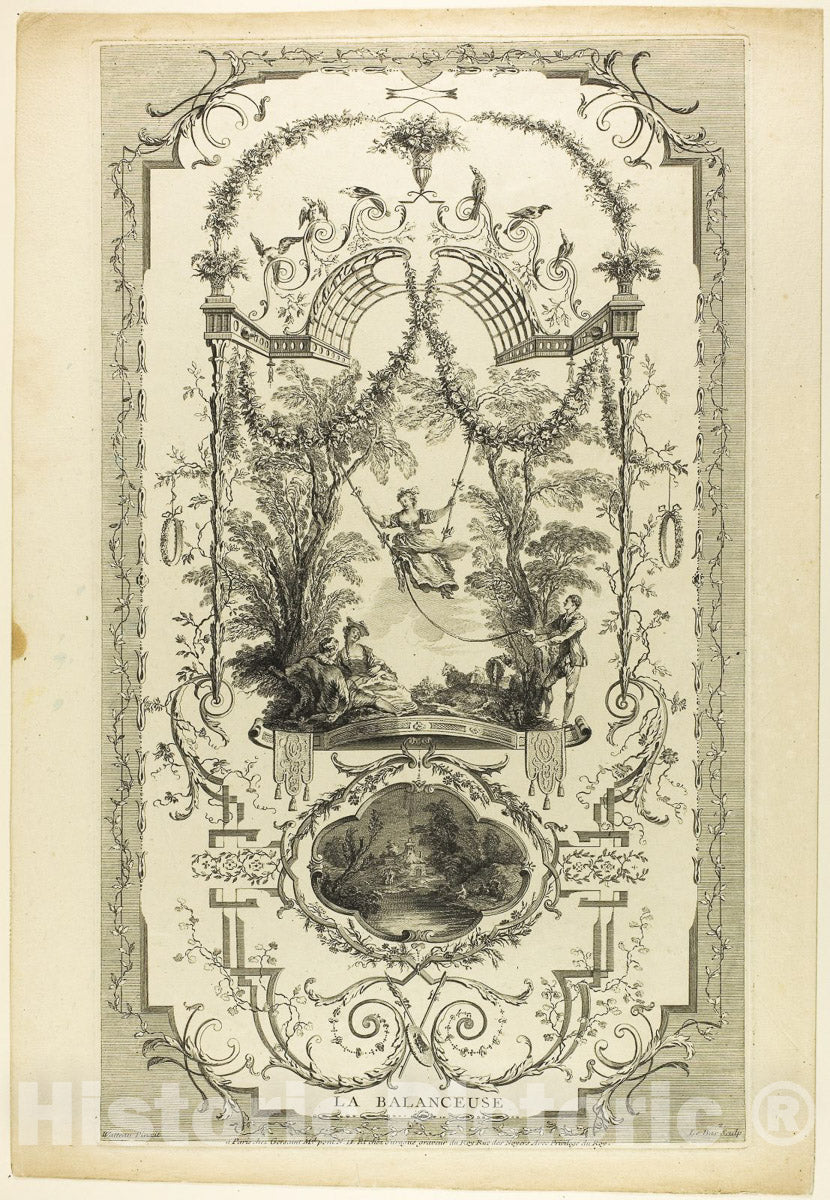 Art Print : La Balanceuse, Jacques Philippe Le Bas, c.1755, Vintage Wall Decor :