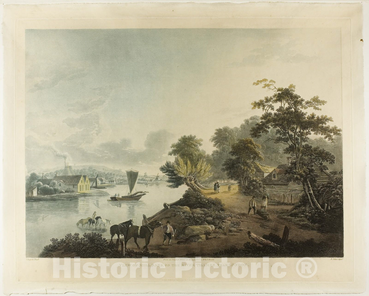 Art Print : View of Hillbank on the River Thames near London, Francis Jukes, c 1795, Vintage Wall Decor :