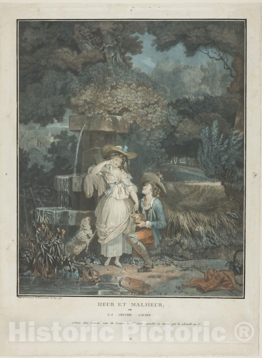 Art Print : Heur et Malheur, Philibert Louis Debucourt, c 1786, Vintage Wall Decor :