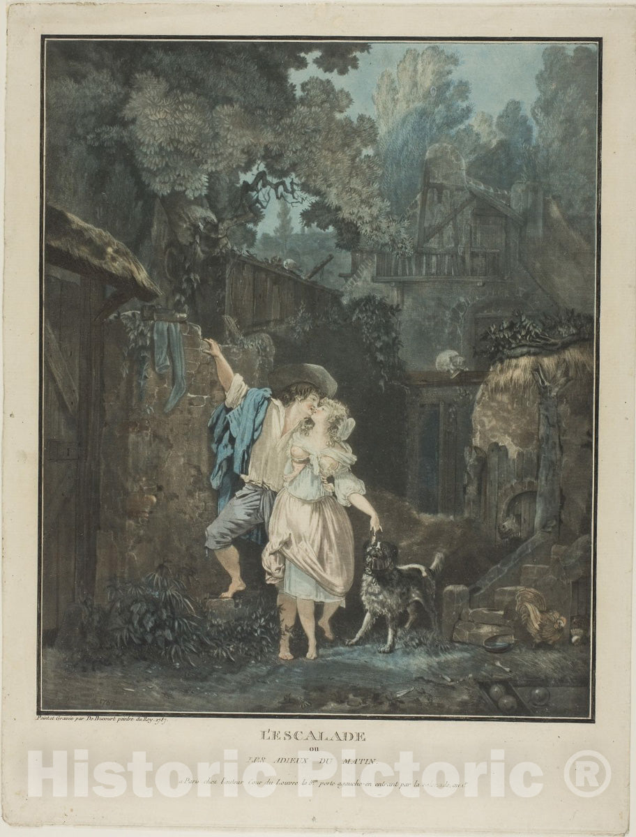 Art Print : The Climb, Philibert Louis Debucourt, 1787, Vintage Wall Decor :
