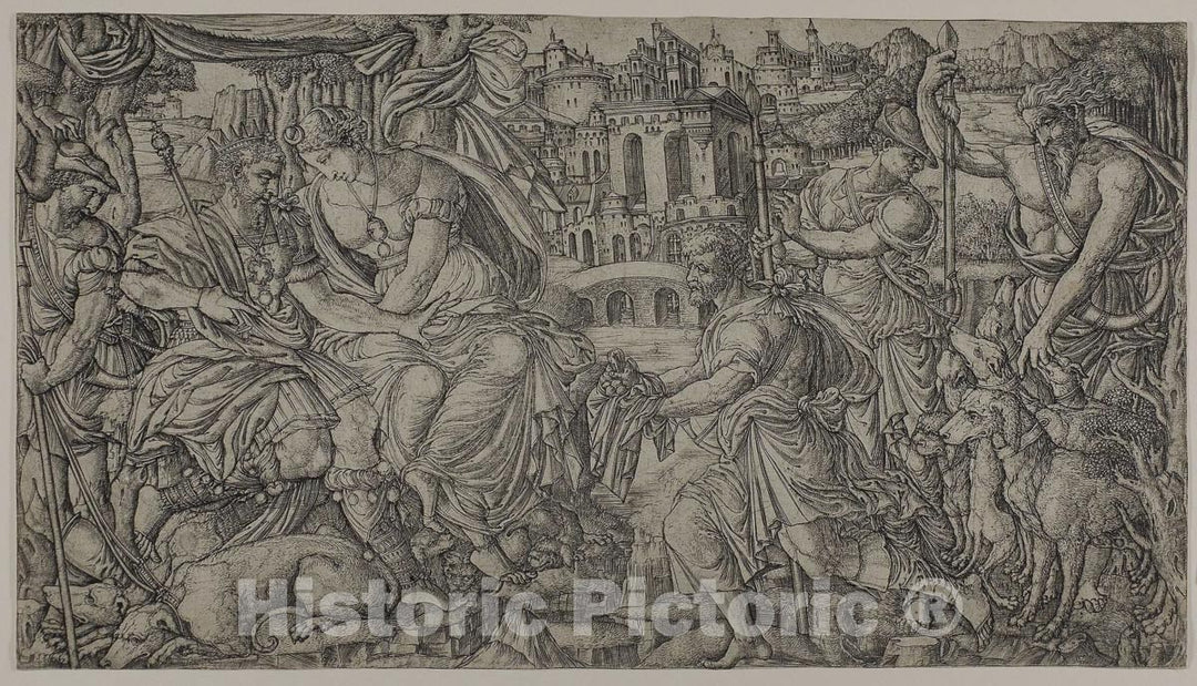 Art Print : A King and Diana Receiving Huntsmen, Jean Duvet, c.1552, Vintage Wall Decor :