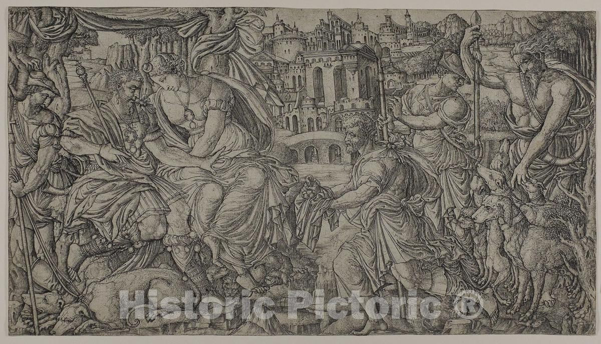 Art Print : A King and Diana Receiving Huntsmen, Jean Duvet, c.1552, Vintage Wall Decor :