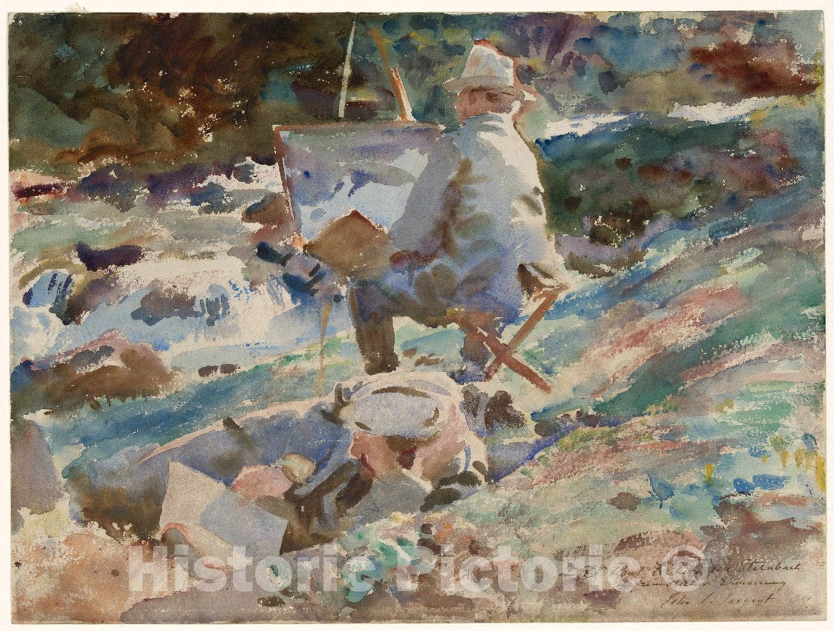 Art Print : An Artist at His Easel, John Singer Sargent, 1914, Vintage Wall Decor :