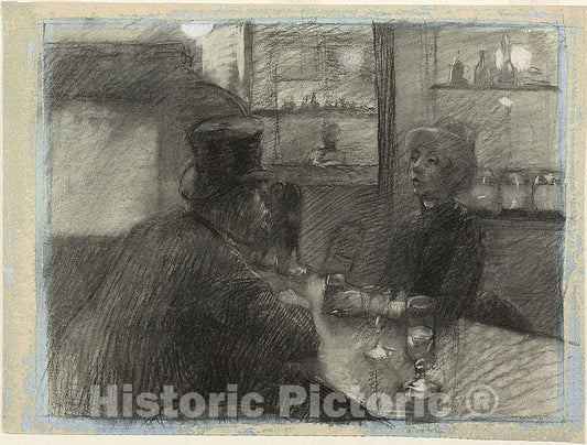 Art Print : Bar of the Cafe of the rue de Rome, Henri de Toulouse-Lautrec, c.1889, Vintage Wall Decor :