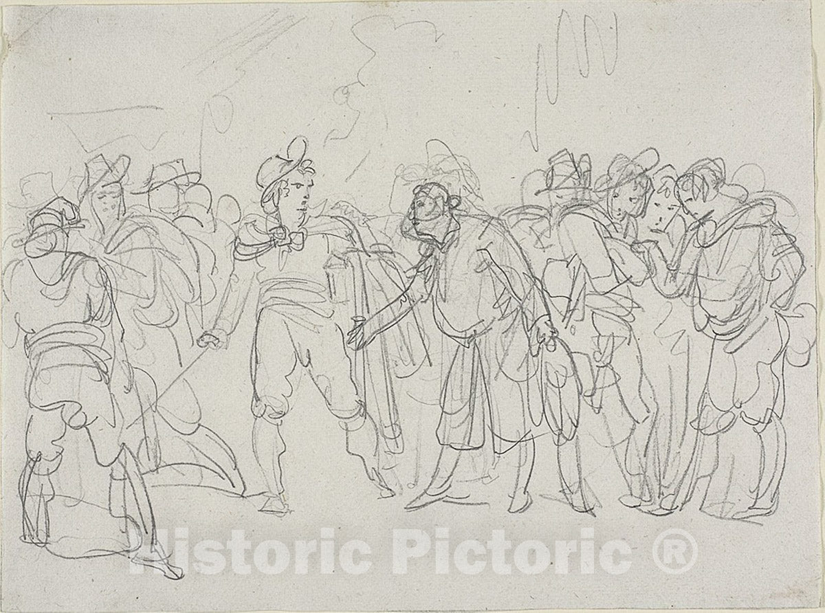 Art Print : Study for Meo Patacca, Bartolomeo Pinelli, c.1812, Vintage Wall Decor :