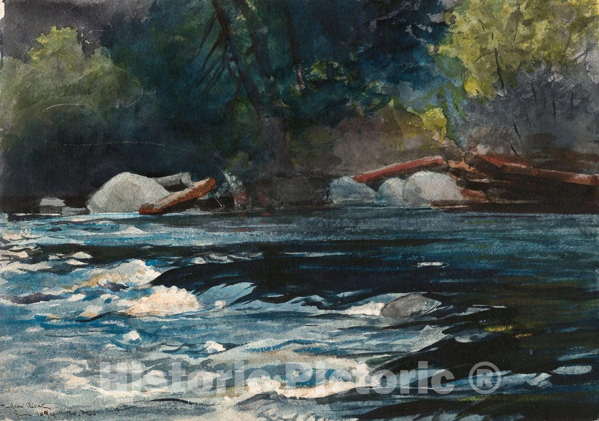 Art Print : The Rapids, Hudson River, Adirondacks, Winslow Homer, c 1894, Vintage Wall Decor :