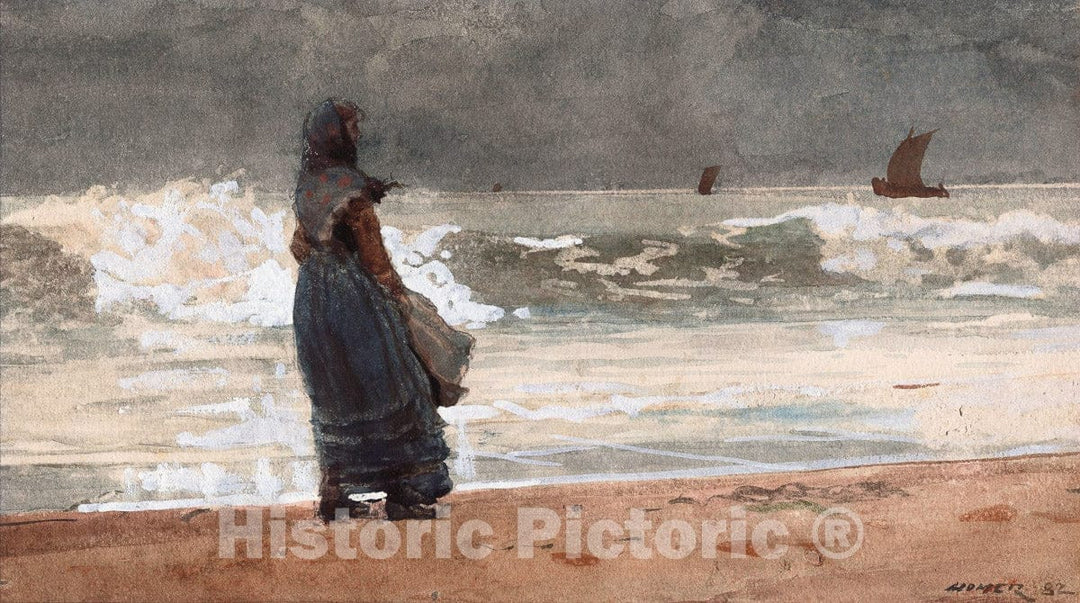 Art Print : The Watcher, Tynemouth, Winslow Homer, c 1882, Vintage Wall Decor :