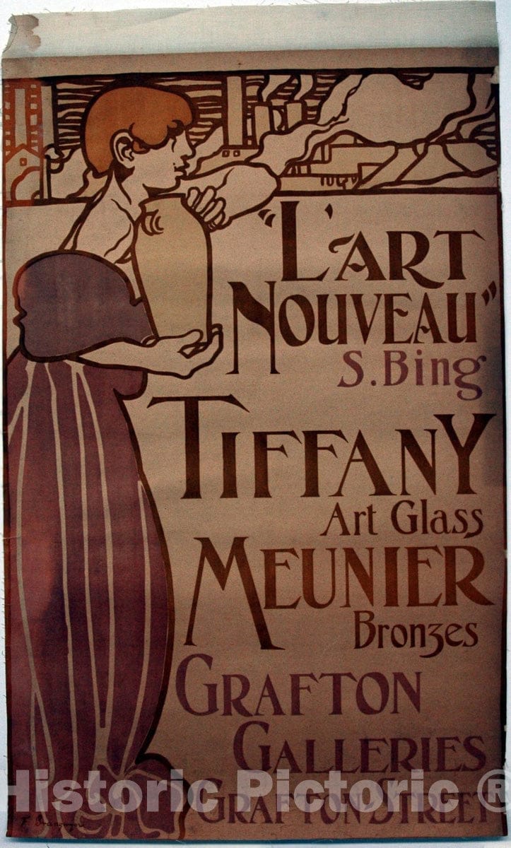 Art Print : LArt Nouveau, Grafton Galleries, Frank Brangwyn, c 1899, Vintage Wall Decor :