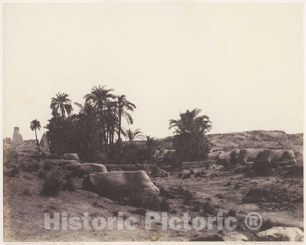 Photo Print : Félix Teynard - Karnak (Thèbes), Avenue de Sphinx - Vue Générale Prise du Point G : Vintage Wall Art