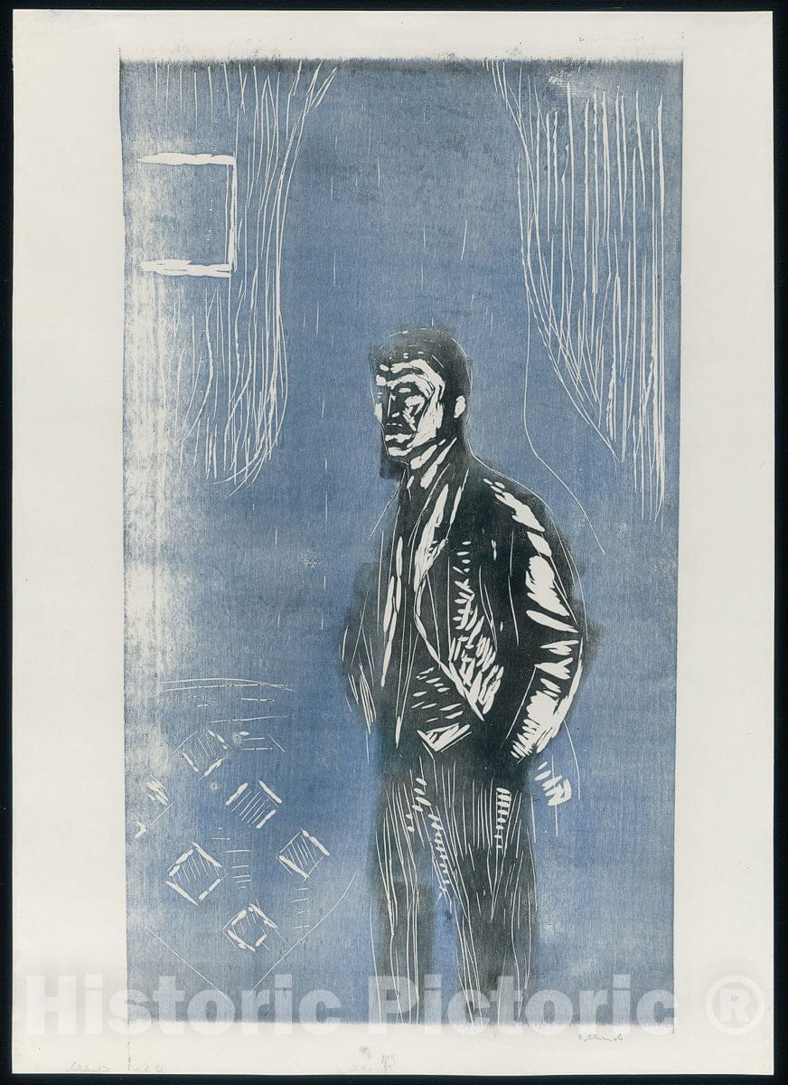 Art Print : Self-Portrait in Moonlight, Edvard Munch, c.1905, Vintage Wall Decor :