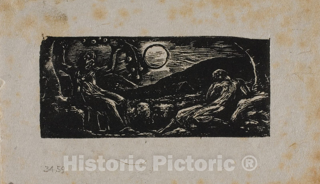 Art Print : Thenot Under Fruit Tree, from The Pastorals of Virgil, William Blake, 1821, Vintage Wall Decor :