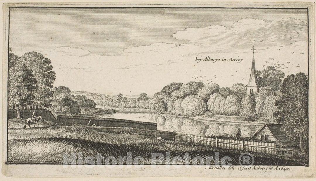 Art Print : Near Albury, Wenceslaus Hollar, 1645, Vintage Wall Decor :