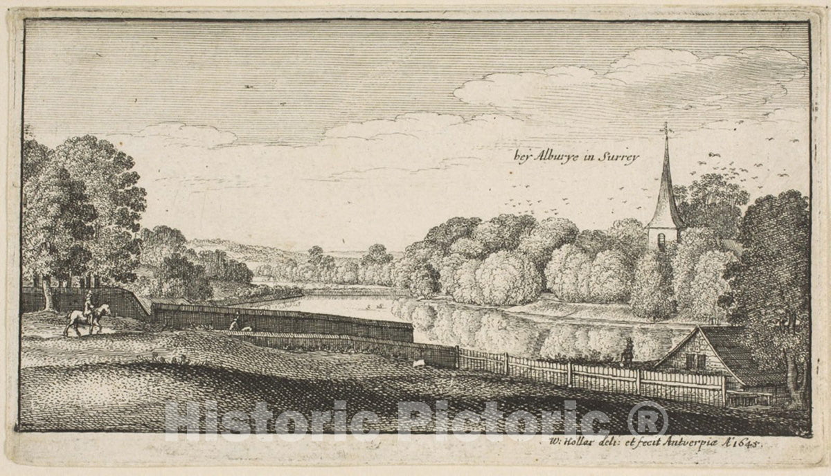 Art Print : Near Albury, Wenceslaus Hollar, 1645, Vintage Wall Decor :