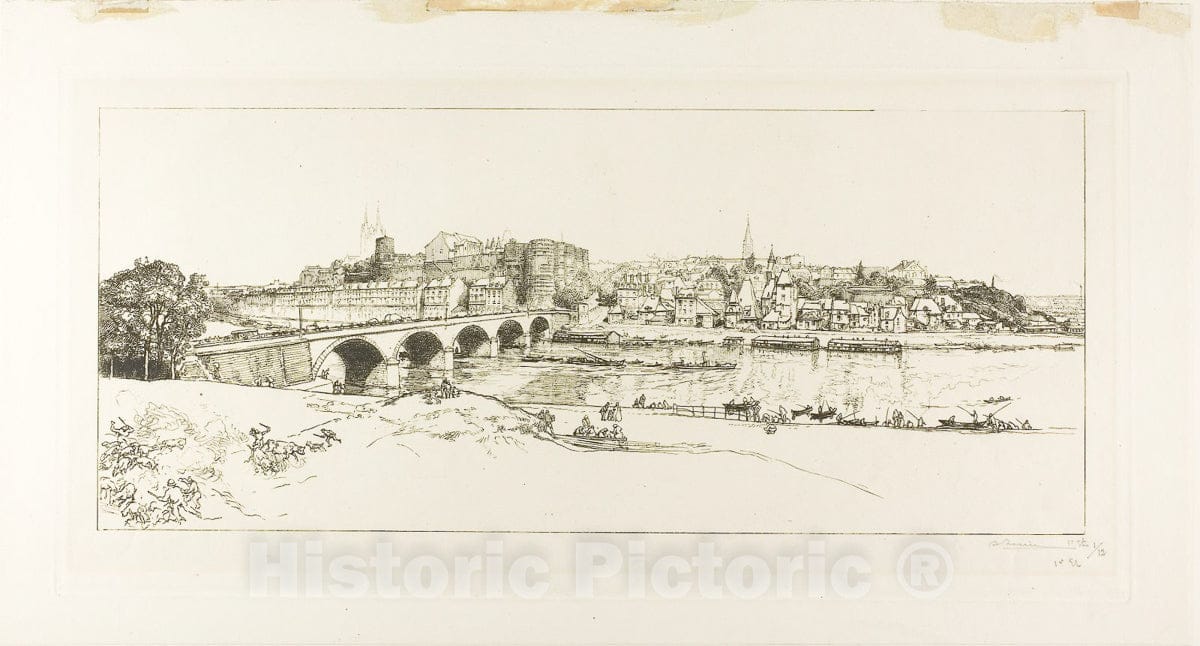 Art Print : Angers: Panoramic View, Louis Auguste LepÃ¨re, 1912, Vintage Wall Decor :