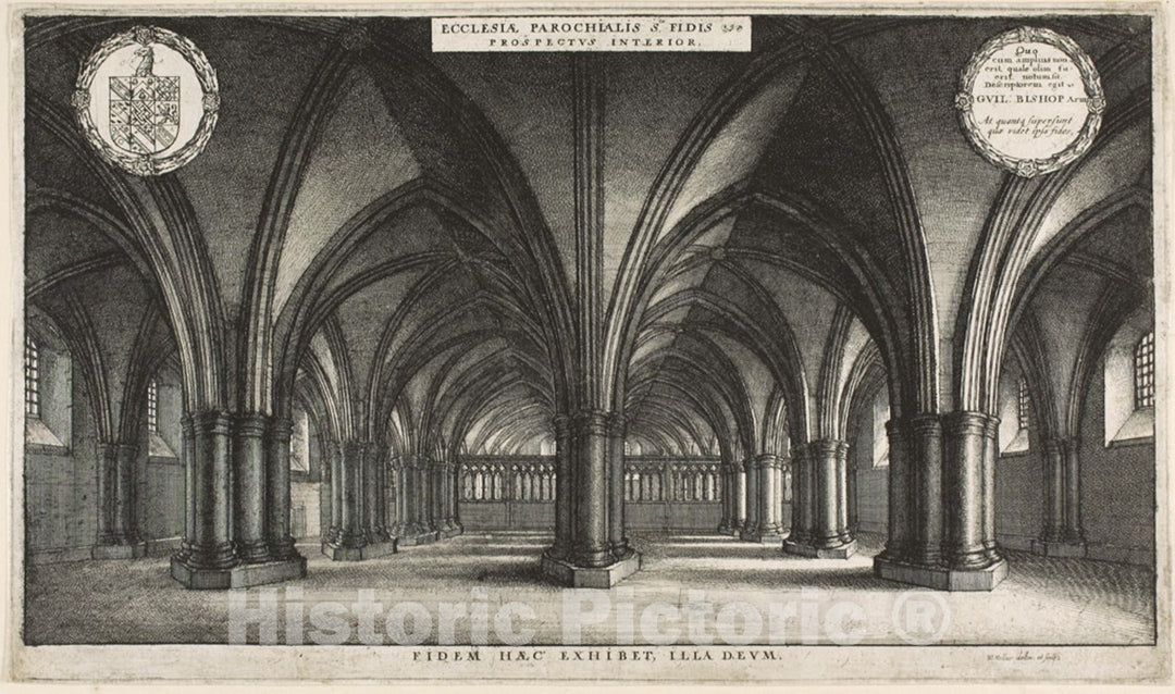 Art Print : Interior of the Crypt of St. Pauls (St. Faiths), Wenceslaus Hollar, c.1652, Vintage Wall Decor :