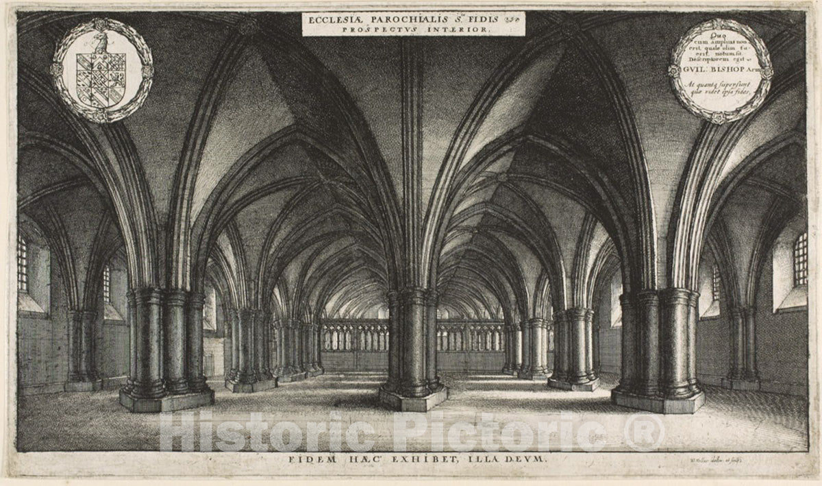 Art Print : Interior of the Crypt of St. Pauls (St. Faiths), Wenceslaus Hollar, c.1652, Vintage Wall Decor :