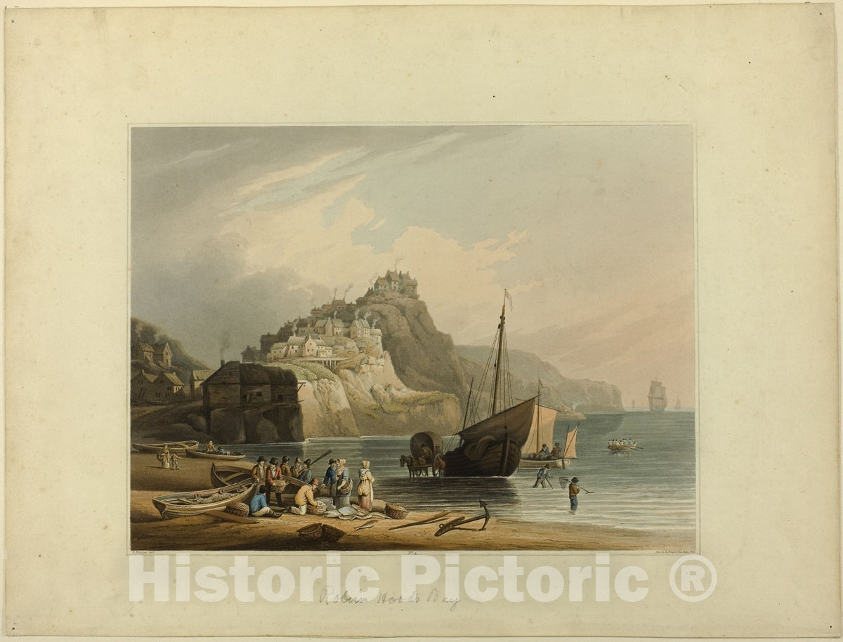 Art Print : Robin Hoods Bay, Francis Nicholson, c.1809, Vintage Wall Decor :