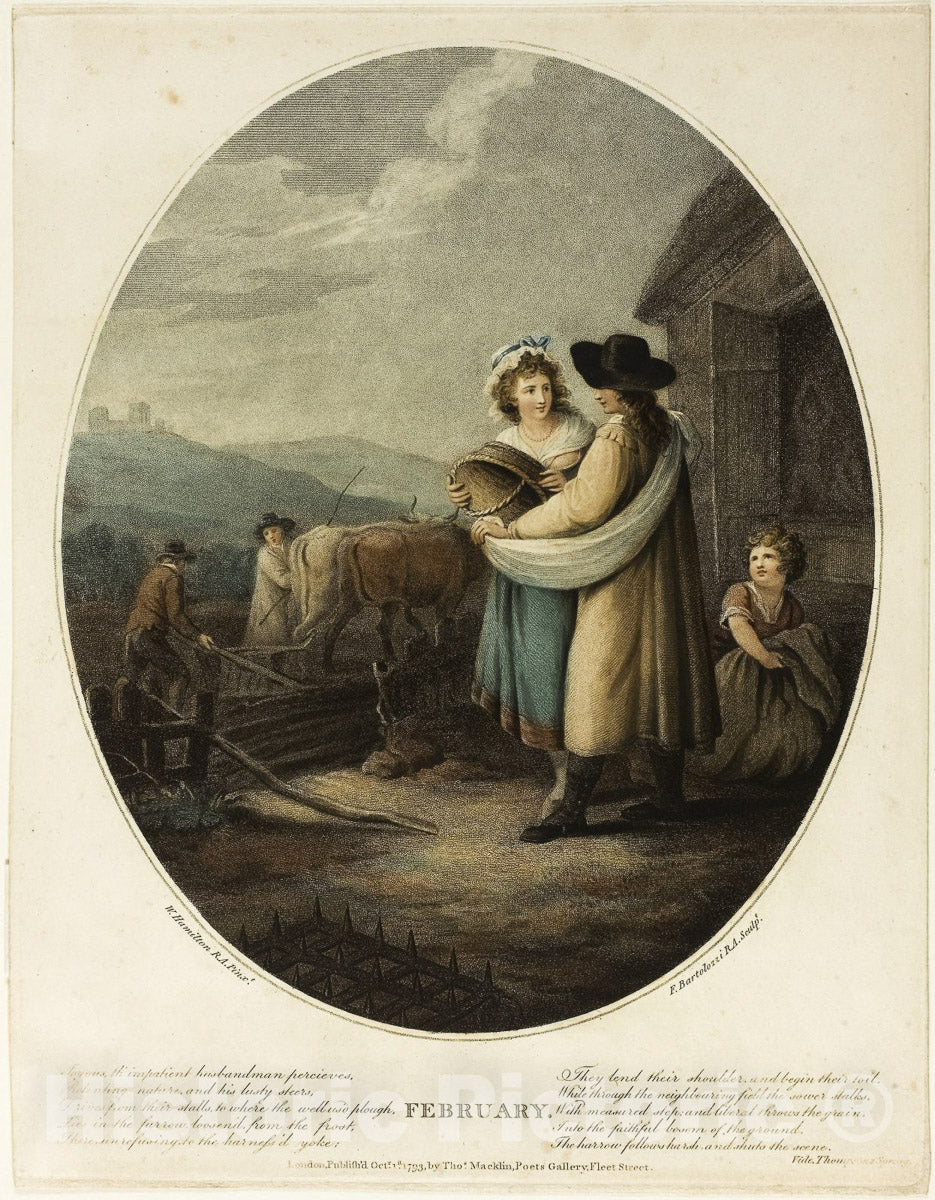 Art Print : February, Francesco Bartolozzi, c 1793, Vintage Wall Decor :