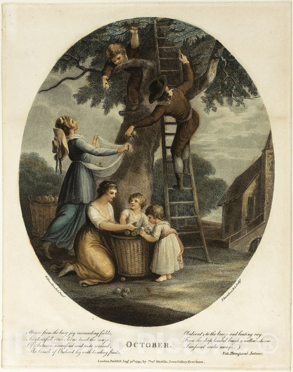 Art Print : October, Francesco Bartolozzi, c 1793, Vintage Wall Decor :
