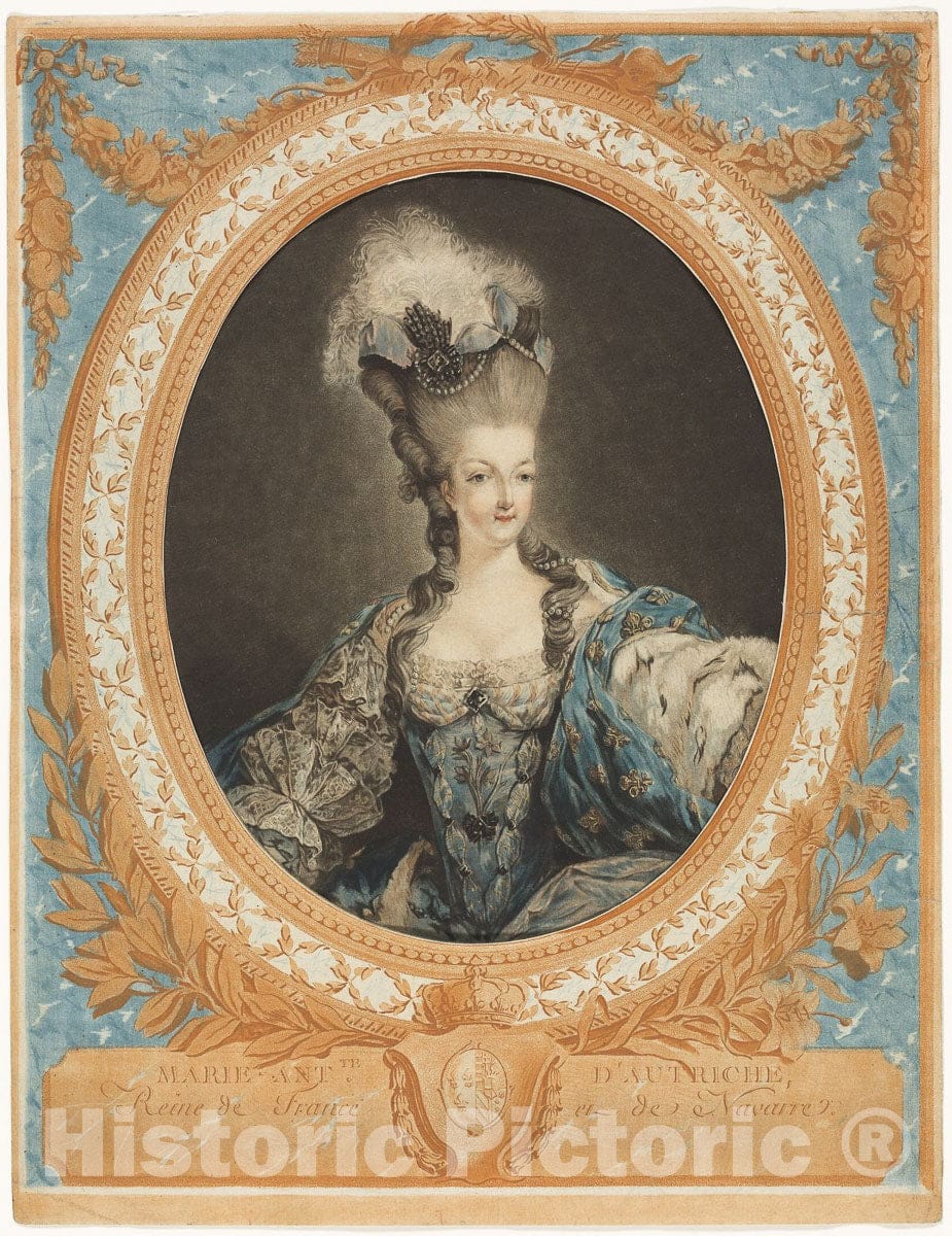 Art Print : Marie Antoinette, Jean FranÃ§ois Janinet, 1777, Vintage Wall Decor :
