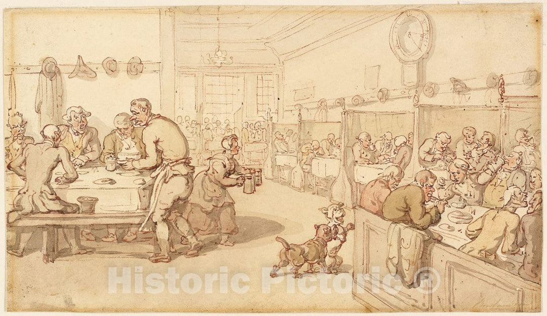 Art Print : At an Old English Eating House, Thomas Rowlandson, c.1802, Vintage Wall Decor :