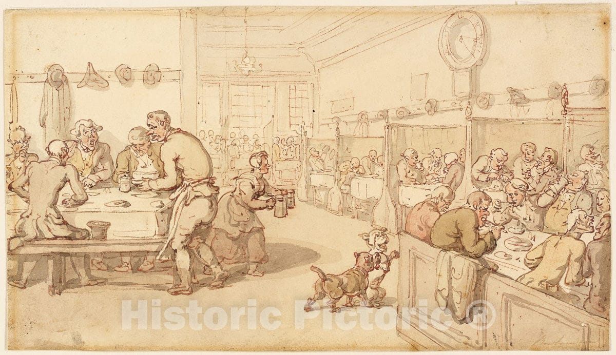 Art Print : At an Old English Eating House, Thomas Rowlandson, c.1802, Vintage Wall Decor :