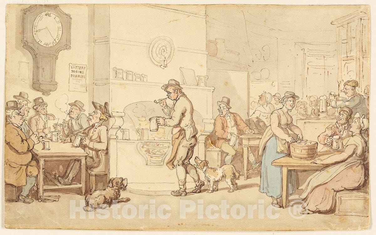 Art Print : Interior of an Inn, Thomas Rowlandson, c.1802, Vintage Wall Decor :