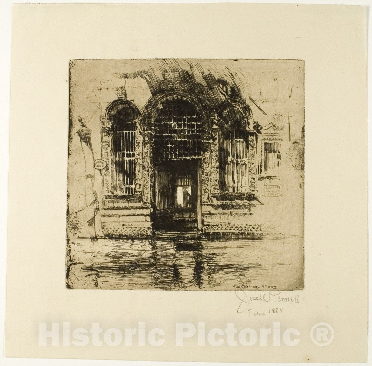 Art Print : Doorway, Venice, Joseph Pennell, c 1884, Vintage Wall Decor :