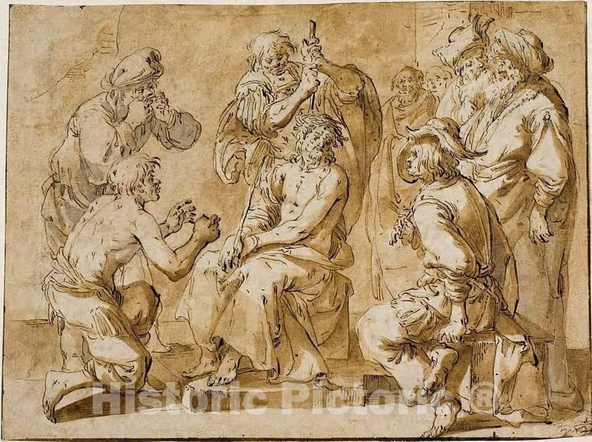 Art Print : The Mocking of Christ, Andries Dirksz. Both, c 1633, Vintage Wall Decor :
