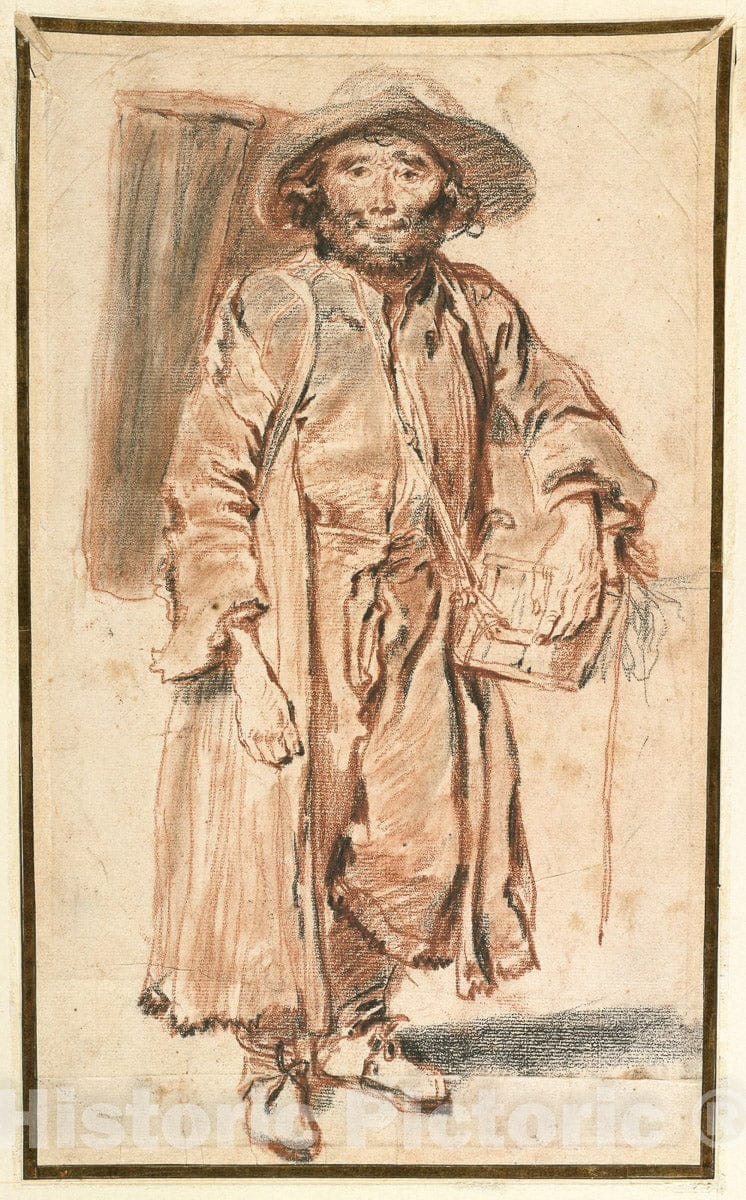 Art Print : The Old Savoyard, Jean Antoine Watteau, c 1710, Vintage Wall Decor :