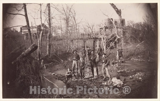 Photo Print : Andrew Joseph Russell - Orange and Alexandria Railroad Bridge, Near Union Mills, Virginia : Vintage Wall Art
