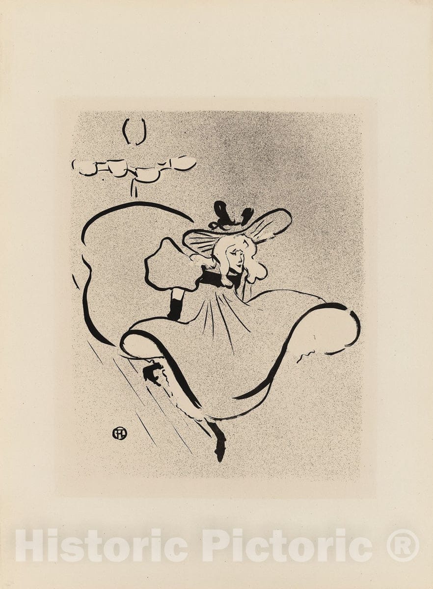 Art Print : Jane Avril, from Le Cafe-Concert, Henri de Toulouse-Lautrec, 1893, Vintage Wall Decor :