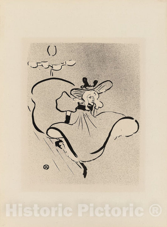 Art Print : Jane Avril, from Le Cafe-Concert, Henri de Toulouse-Lautrec, 1893, Vintage Wall Decor :