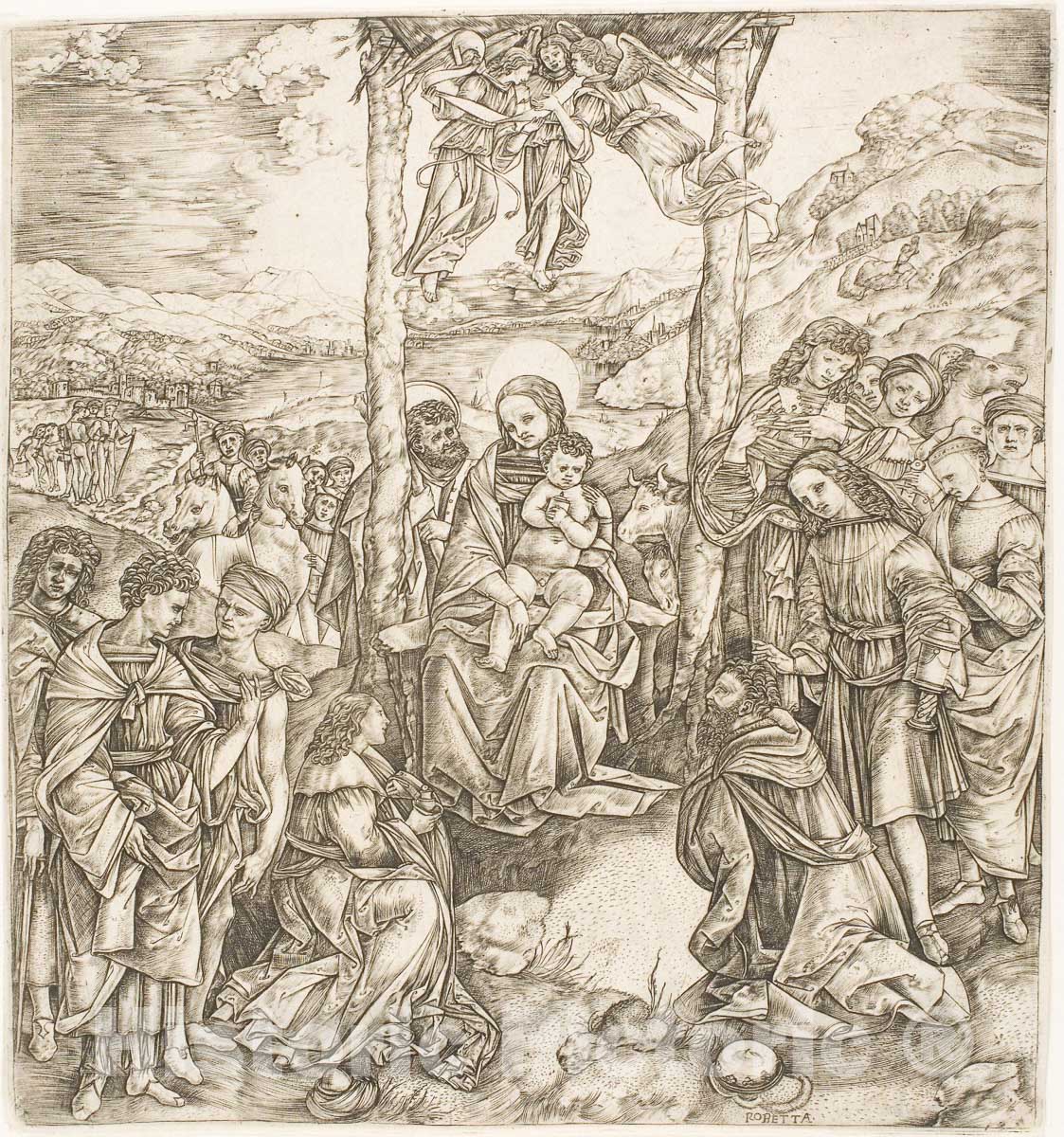 Art Print : The Adoration of the Magi, Cristofano Robetta, c 1520, Vintage Wall Decor :