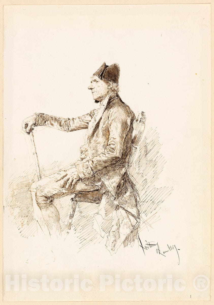 Art Print : Seated Man in Profile, Mariano Fortuny y Marsal, c 1869, Vintage Wall Decor :