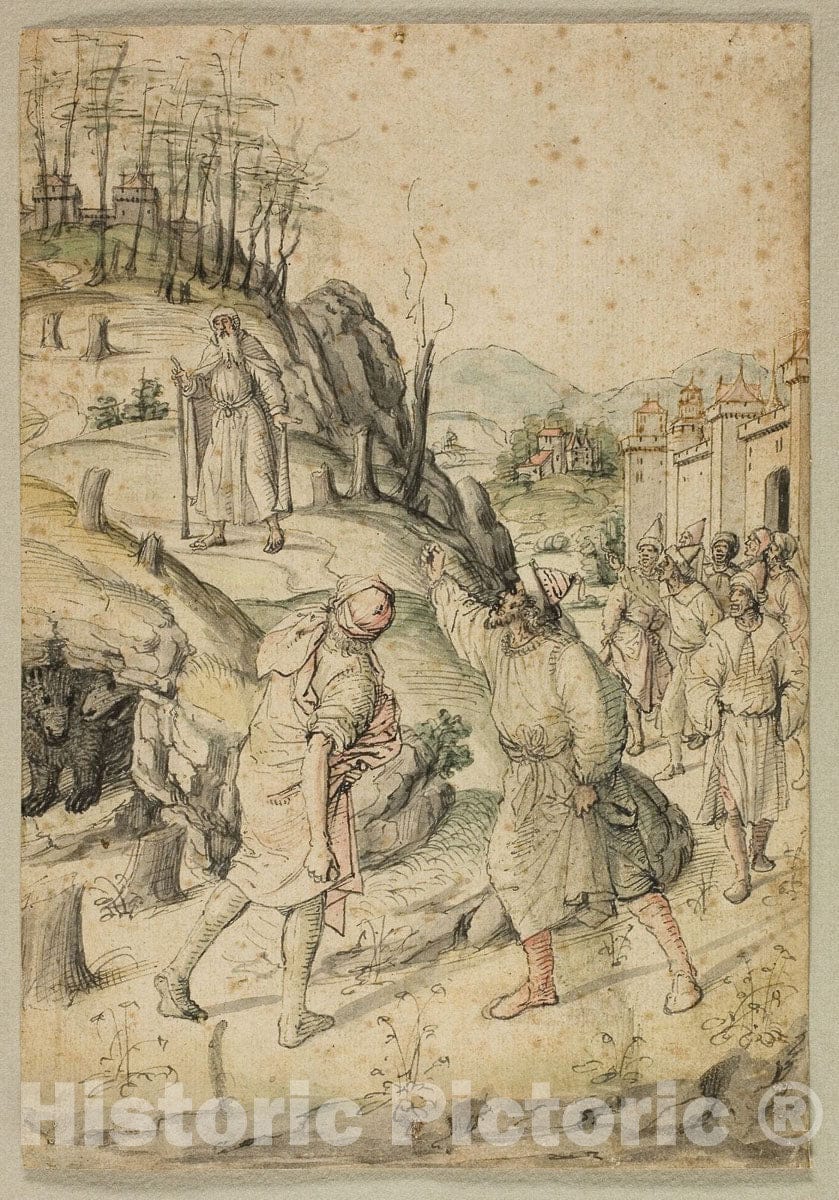 Art Print : The Mocking of Elisha, Jean Poyet, c 1495, Vintage Wall Decor :