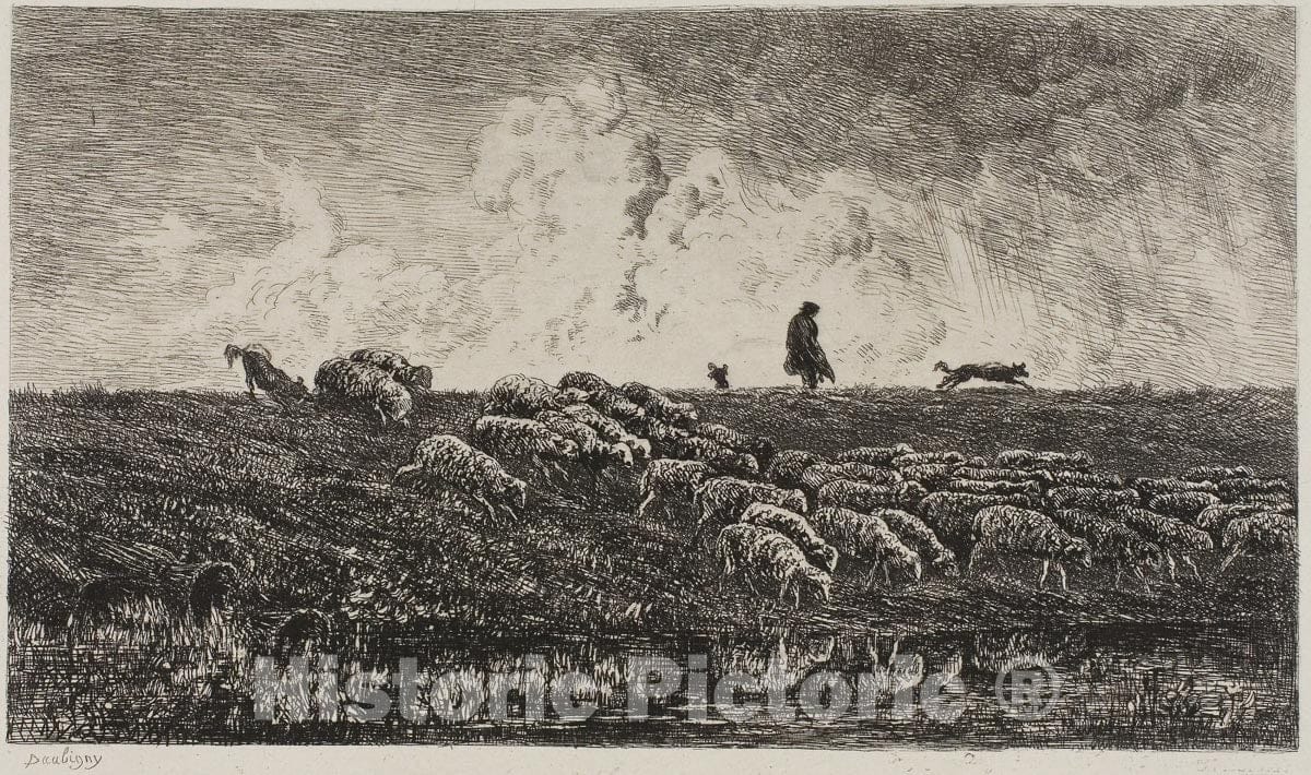 Art Print : The Shower, Charles FranÃ§ois Daubigny, c 1845, Vintage Wall Decor :
