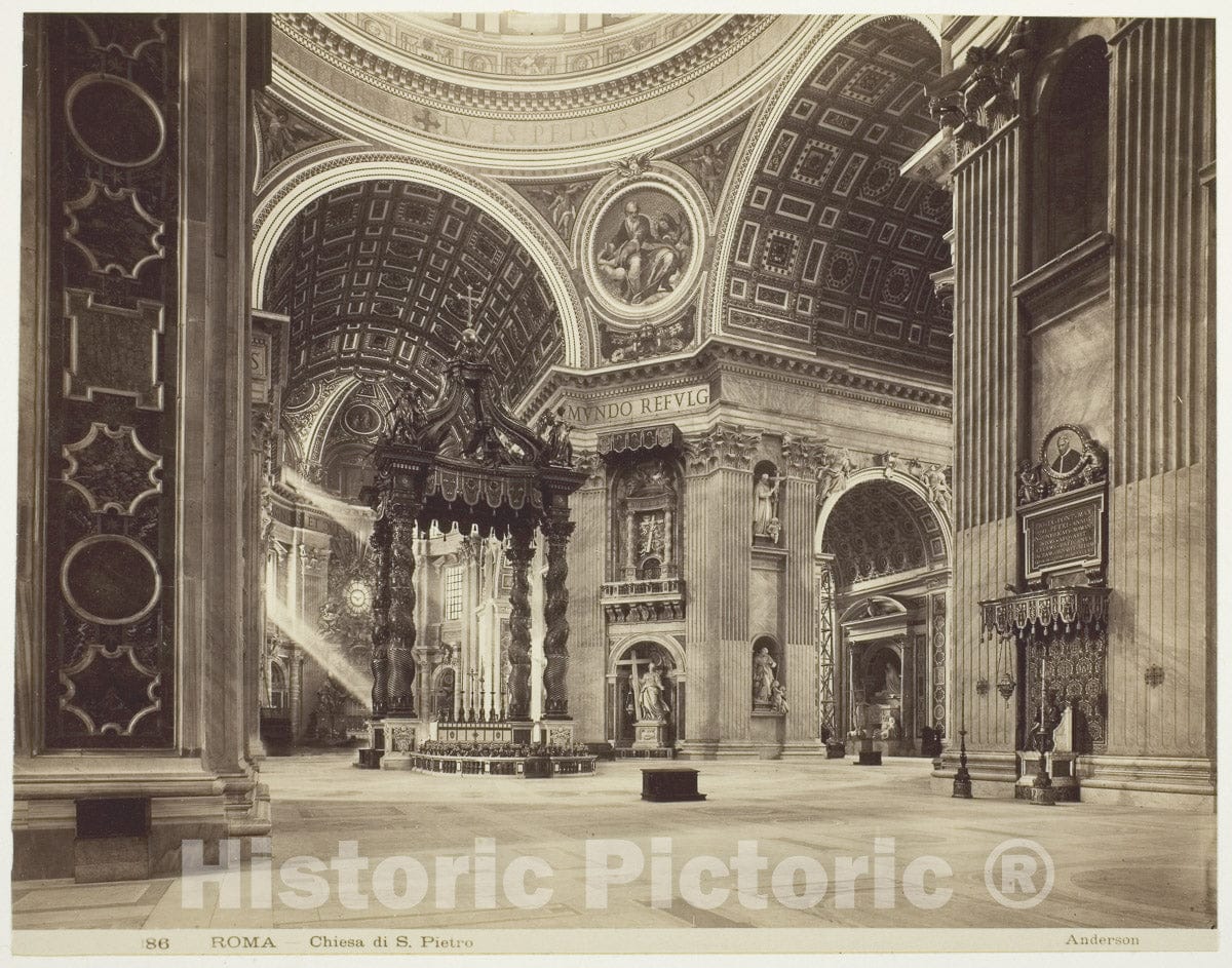 Art Photo : Church of St. Peters (Roma, Chiesa di San Pietro), James Anderson, Jr., c 1865, Vintage Wall Decor :