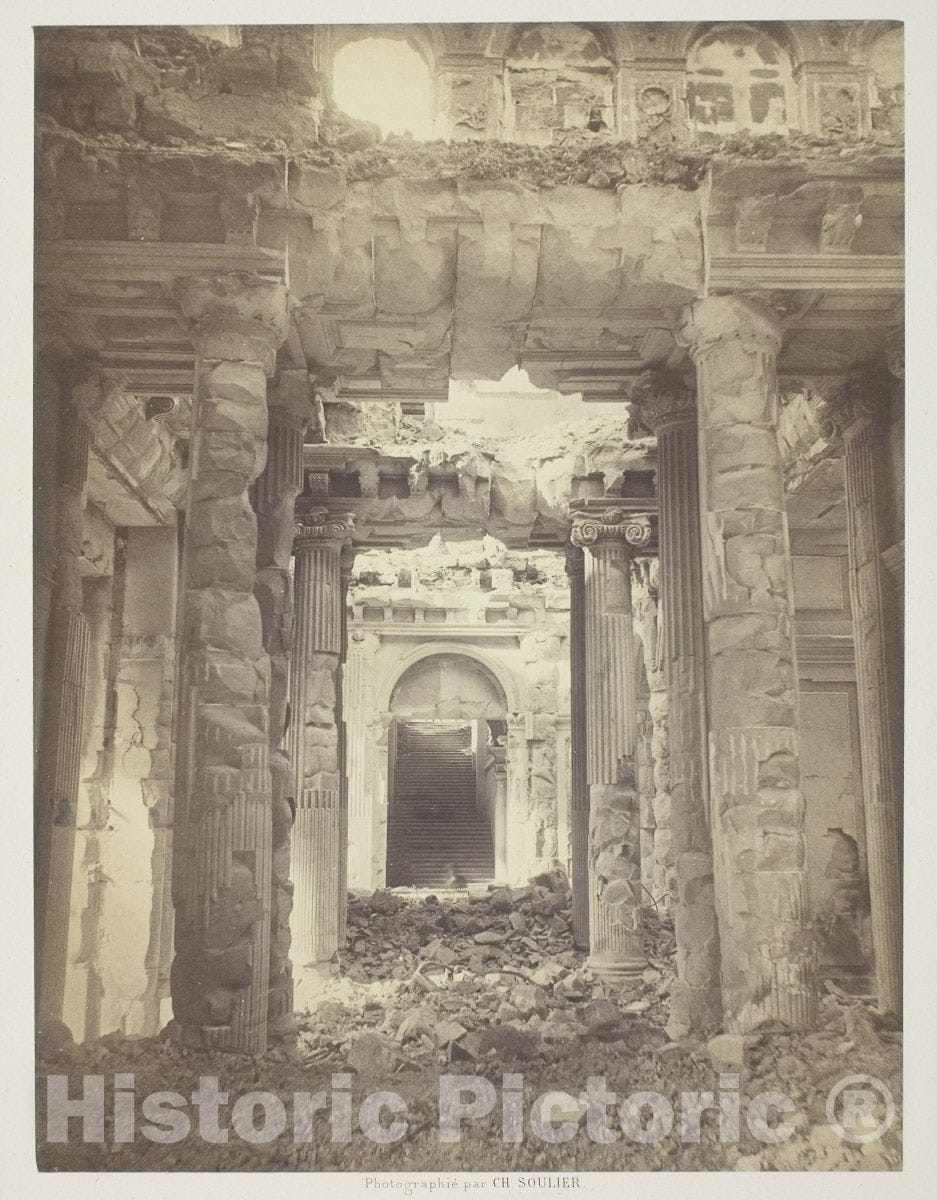 Art Photo : Paris Fire (Enter the Grand Staircase), Charles Soulier, 1871, Vintage Wall Decor :