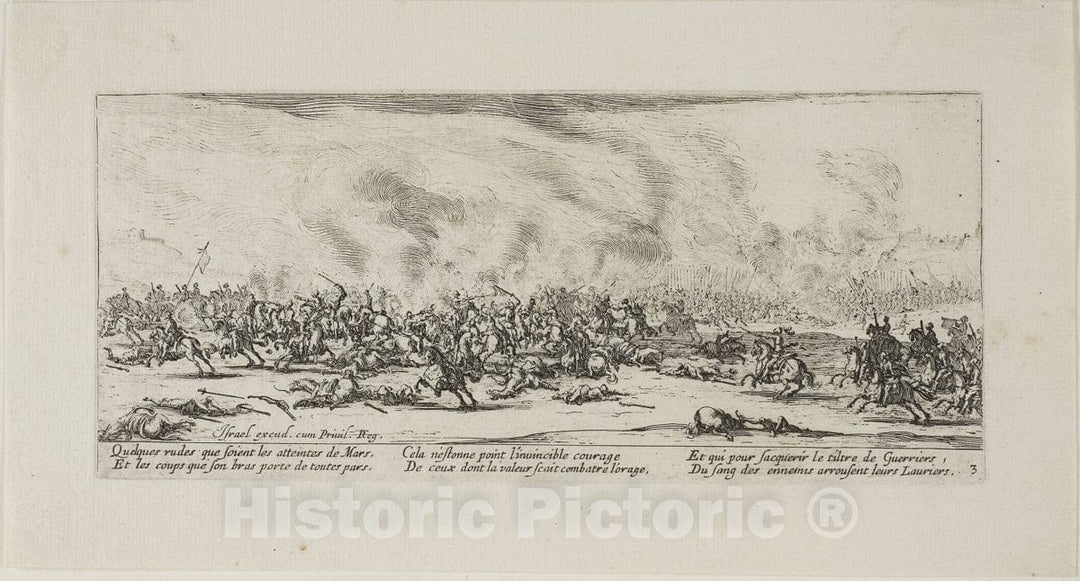 Art Print : The Battle, plate three from The Miseries of War, Jacques Callot, c 1633, Vintage Wall Decor :
