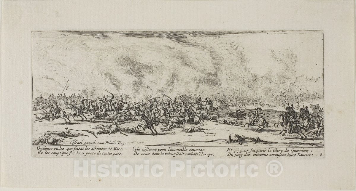 Art Print : The Battle, plate three from The Miseries of War, Jacques Callot, c 1633, Vintage Wall Decor :