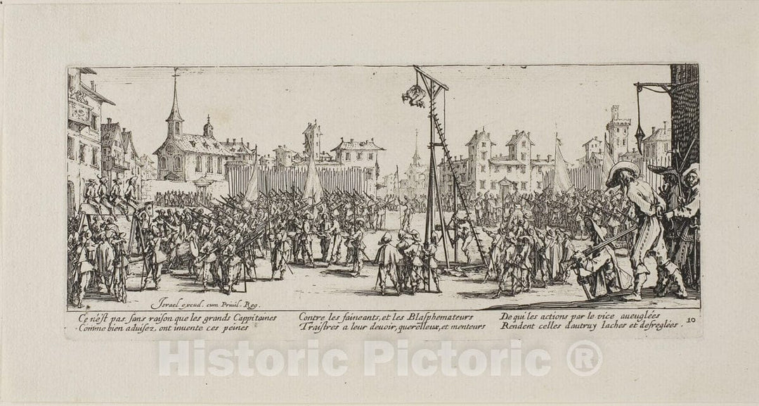 Art Print : The Strappado, plate ten from The Miseries of War, Jacques Callot, c 1633, Vintage Wall Decor :