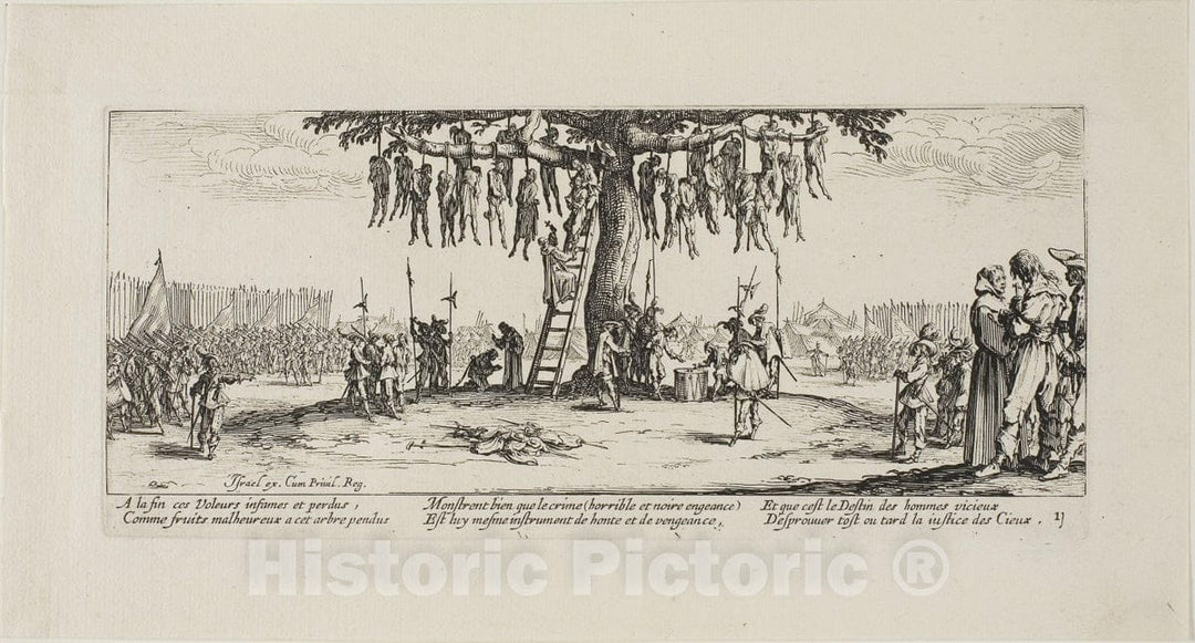 Art Print : The Hanging, plate eleven from The Miseries of War, Jacques Callot, c 1633, Vintage Wall Decor :
