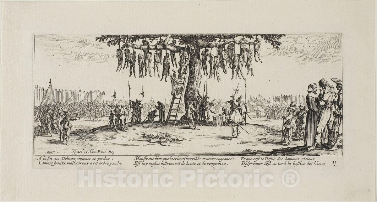 Art Print : The Hanging, plate eleven from The Miseries of War, Jacques Callot, c 1633, Vintage Wall Decor :