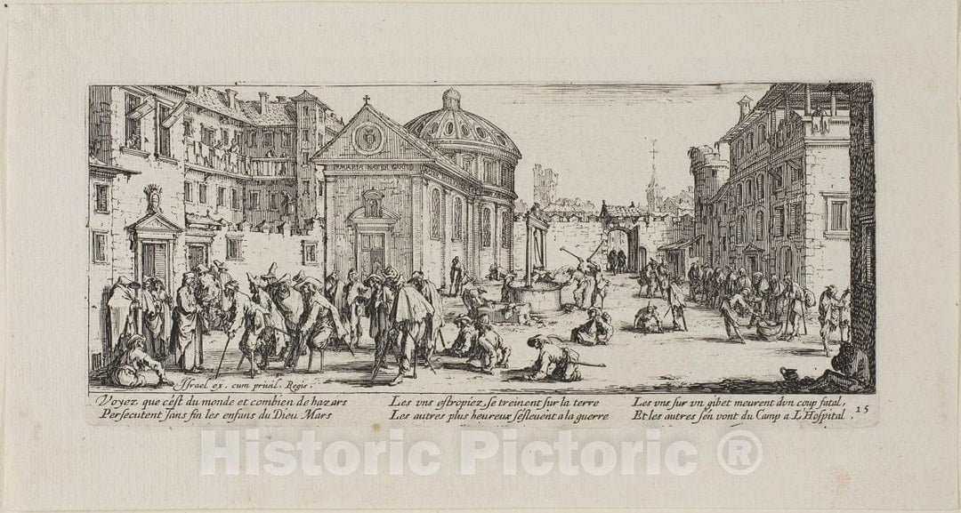 Art Print : The Hospital, plate fifteen from The Miseries of War, Jacques Callot, c 1633, Vintage Wall Decor :