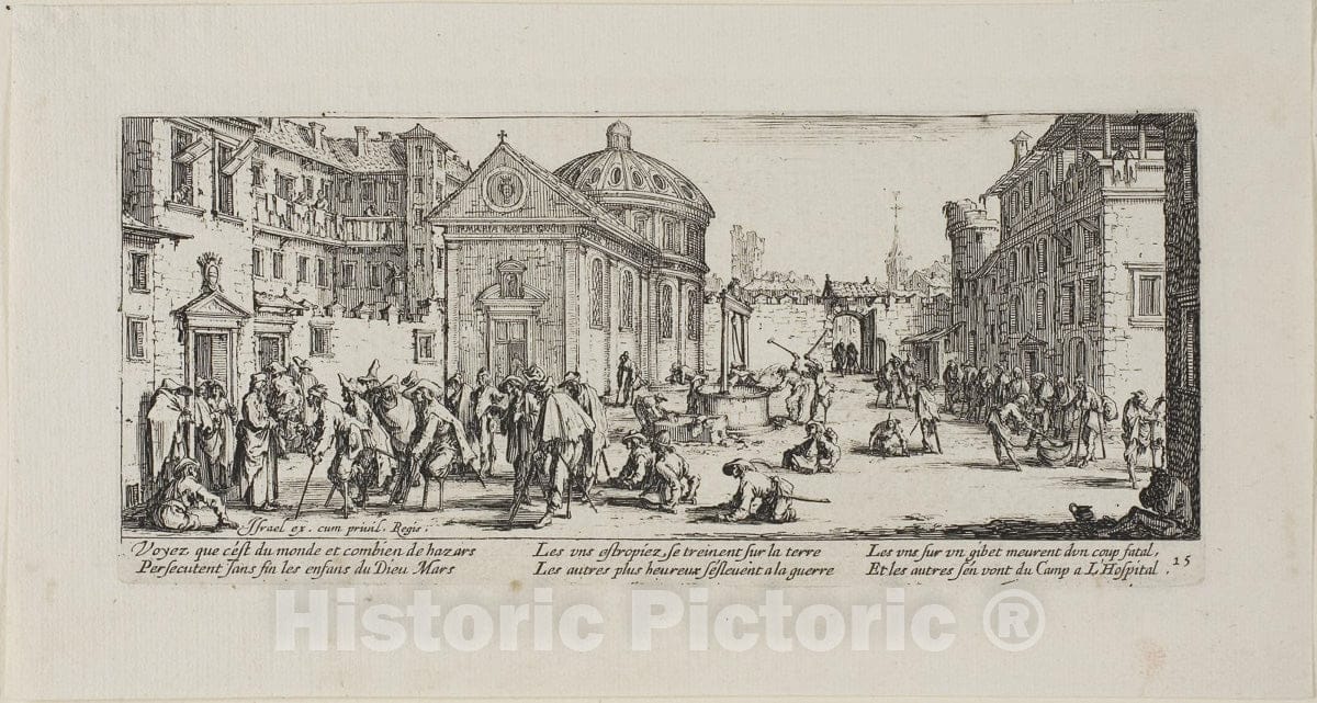 Art Print : The Hospital, plate fifteen from The Miseries of War, Jacques Callot, c 1633, Vintage Wall Decor :