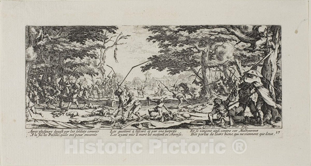 Art Print : The Peasants Avenge Themselves, plate seventeen from The Miseries of War, Jacques Callot, c 1633, Vintage Wall Decor :