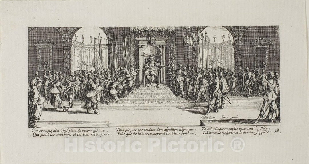 Art Print : Distribution of Rewards, plate eighteen from The Miseries of War, Jacques Callot, c 1633, Vintage Wall Decor :