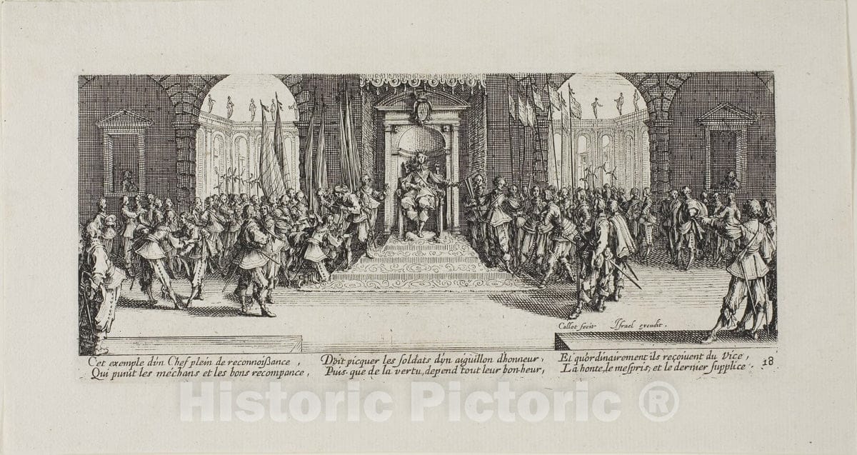 Art Print : Distribution of Rewards, plate eighteen from The Miseries of War, Jacques Callot, c 1633, Vintage Wall Decor :