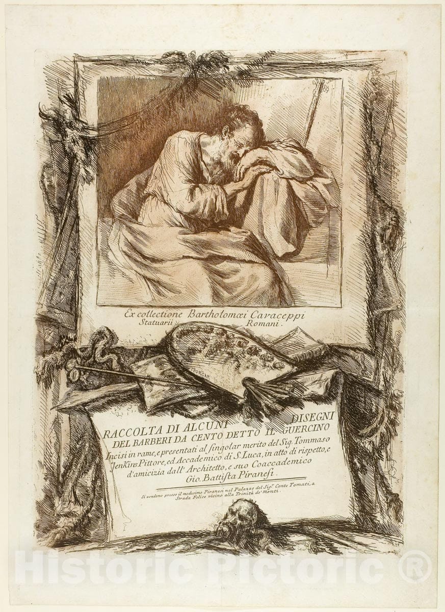 Art Print : Title Page: Collection of several drawings engraved after Barbieri da Cento (known as Guercino), Giovanni Battista Piranesi, c 1764, Vintage Wall Decor :
